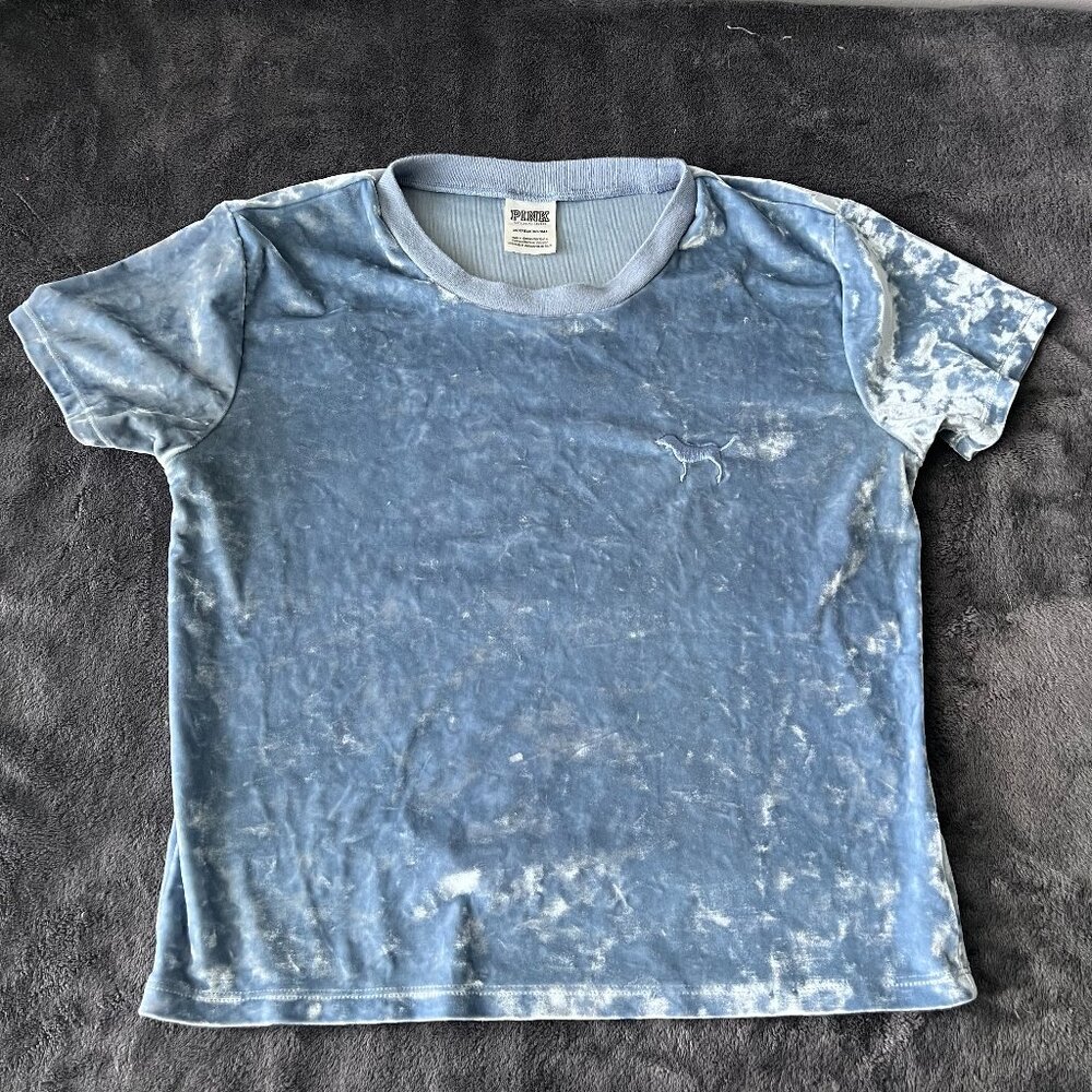 Victoria's Secret PINK Velour Crop Top Size XS Light Blue